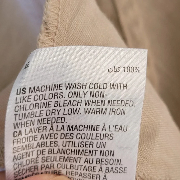 INC Linen Buttondown Cropped Top Womens Size S Tan Brown Twisted Front - Picture 10 of 10